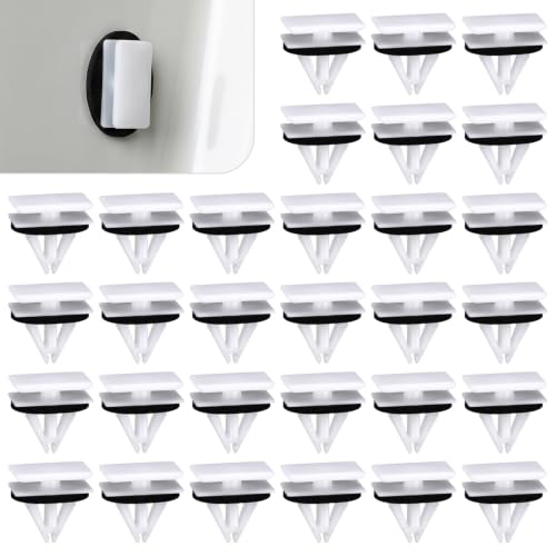 Bouzuny 30PCS Rocker Panel & Door Molding Clips, Nylon Car Side Skirt Retainer Clip Fastener, OEM #W716352-S300 W715201-S300, Compatible with Ford F-150 Mustang Edge Escape Lincoln MKC MKX (White)