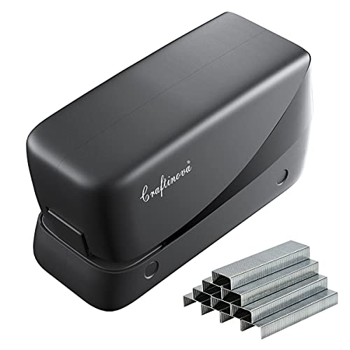 Craftinova Electric Stapler, 25 Sheet Capacity,Including 2000 Staples ï¼ŒJam Free Staplerï¼ŒProfessional and Home Office Staplerï¼ŒBattery not Includedï¼ŒAC or Battery Powered.ï¼ˆBlackï¼‰