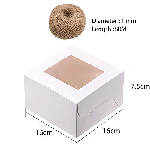 image for Boao 50 Pieces White Bakery Box Cupcake Boxes with Display Window and 