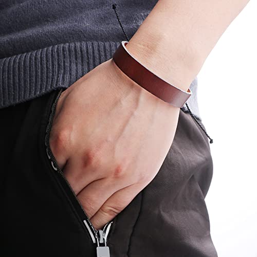 JoycuFF Confirmation Gifts for Men Genuine Leather Bracelets for Boys Inspirational Uplifting Arm Cuff Jewelry for Friends Easter Baptism Gifts Be Strong, Be Brave, Be Fearless.you are never alone - Image 4