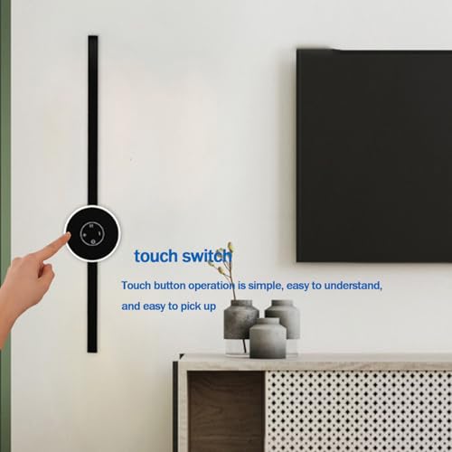 LED largo luz de pared interruptor táctil regulable interior negro moderno 4