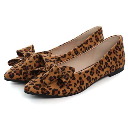 Image of TN TANGNEST Flats Shoes Women Comfort Casual Loafers | Classic Pointed Toe Bowknot Flats Cute Slip On Flats, Wear to Work Travel Walk