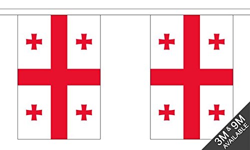 Flagtex Georgia Republic Fabric Bunting – 9m with 30 Flags – Indoor & Outdoor Decoration – String Flags Banners Georgian Caucasus Eastern Europe