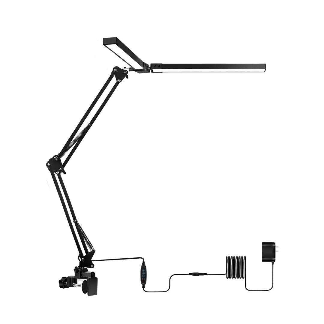 Reliable Dual-Head LED Desk Lamp with C-Clamp, Swing Arm Architect Desk Light – Dimmable Task Light for Home Office, Craft, Studio, & Dual Monitors-image-37