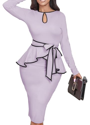 Image of Women's Bodycon Vintage Dresses Elegant Peplum Dresses for Women Business Work Office