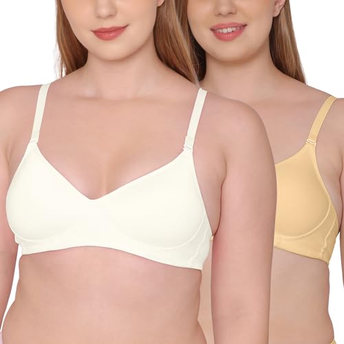 Image of Tweens - Medium Padded Cotton Rich Bra - Full Coverage, Seamless, Multiway Straps, Wirefree Everyday T-Shirt Bra (Pack of 2)