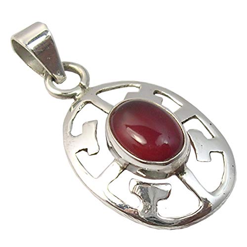 SilverStarJewel 925 Solid Sterling Silver Carnelian Celtic Pendant 1.2