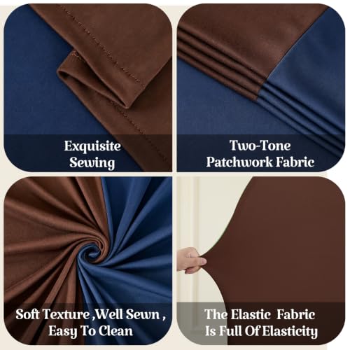 Image of 7.2FT 6FT Arch Backdrop Cover for Party, Set of 2 Stretchy Spandex Fitted Arch Stand Cover for Baby Shower, Birthday Wedding Decor, Chiara Backdrop Cover with Double-Sided Design(Blue, Brown)