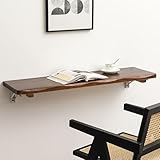 Escritorio y banco de trabajo plegable de madera maciza para montar en la pared, soportes de acero ajustables, fácil instalación, uso versátil como escritorio de oficina, mesa de comedor, ideal para