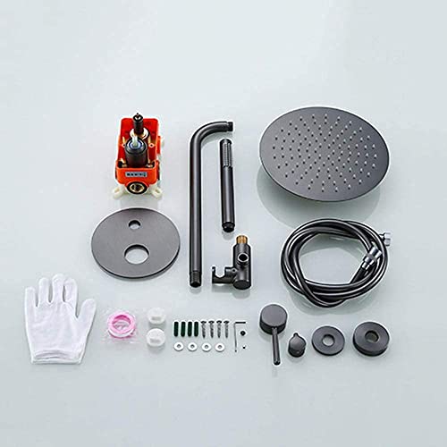 Mélangeur de douche gris 12 pouces avec pommeau effet pluie rond - 6