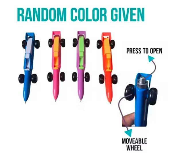 Image of ECLET Cool Racing Car Ballpoint Pen Novelty Retractable Sports Car Pen Cute Fun Pens Blue Ink for School Party Office Stationery PACK OF 4