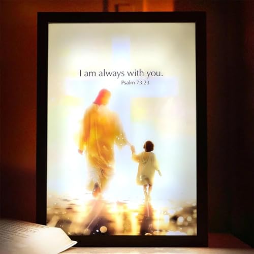 GUUZETU Luminworks Jesus Lamp, Jesuspainting Decorative Lamp, 4d Led Christ Frame Light, Miraclelamp Jesus Light up Picture, Illuminated Church Lamps, Painting Inspiring Jesus Night Light (A1,8in)