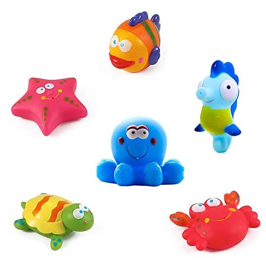 Yojoloin Juguetes de baño Peces, Estrellas de mar, caballitos de mar (6PCS), Juguetes de baño Suaves, Juguetes de baño con Criaturas Marinas, Juguetes de baño para niños