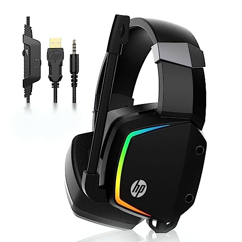 HP Headset gamer H320 com iluminação sterero 1 P2+USB com microfone integrado e grampo fixador com função antiestático 8AA13AAUUF