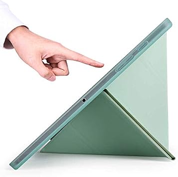 Elfia Samsung Galaxy Tab A7 SM-T500 T505 T507 ile Uyumlu Kılıf Silikon Yumuşak 4 Farklı Stand Olabilen Kalem Bölmeli Kapaklı Tablet Kılıfı Açık Yeşil
