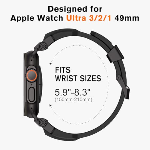 Image of amBand Bands Compatible with Apple Watch Ultra 3 /2 /1 49mm, M1 Sport Series Rugged Durable Strap with Metal Connector to Match Ultra's Titanium Case for iWatch 49mm Men Matte Black