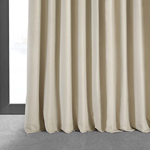 HPD Half Price Drapes Signature Velvet Thermal Blackout Curtains for Living Room 84 Inch Long (1 Panel) Rod Pocket Insulated Blackout Curtains for Bedroom Window Curtains, 100W x 84L, Ivory