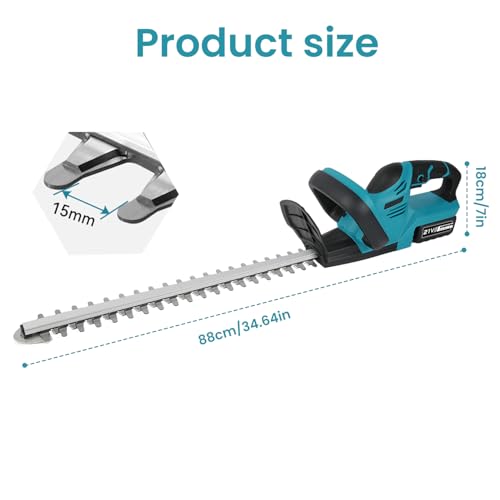 Taille Haie sans Fil 21V, 1000W Taille Haie Batterie avec Batteries 6,0 Ah, Lame Double Action 52 cm et Écartement 15 mm, Taille-Haie Électrique Léger pour Haies, Arbustes et Jardin (avec 2 Batteries) – vue 4