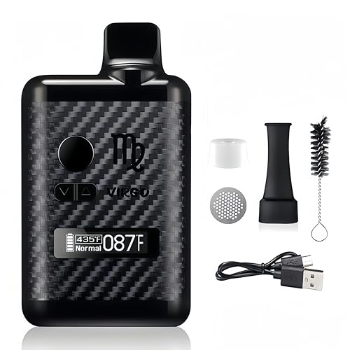 KinZon Vaporizador de hierba seca Virgo, cámara calefactora de cerámica, pantalla OLED y control de temperatura (Negro)
