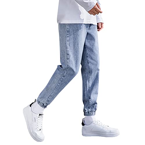 Yiartion Trainingshose Herren Enges Bein Herren-Bleistifthose mit Kordelzug, elastischer Taille, Streetwear-Manschettenhose, lässige Jeans Coole Hosen Für Herren Cover