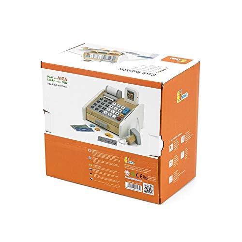 Caisse enregistreuse en bois avec accessoires interactifs pour compter