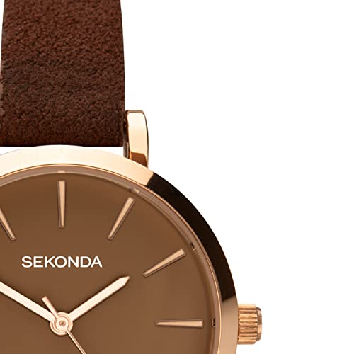 Sekonda Hanne Ladies 35mm Three Hand Minimal Analogue Quartz Watch with Rose Gold Case