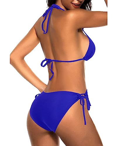 Image of Tempt Me Women Triangle Bikini Sets Halter Two Piece Sexy Swimsuit String Tie Side Bathing Suit