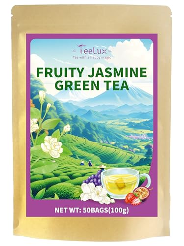 Image of TeeLux Fruit Scented Jasmine Green Tea, Pleasant Floral & Fruit Aroma, 50ct