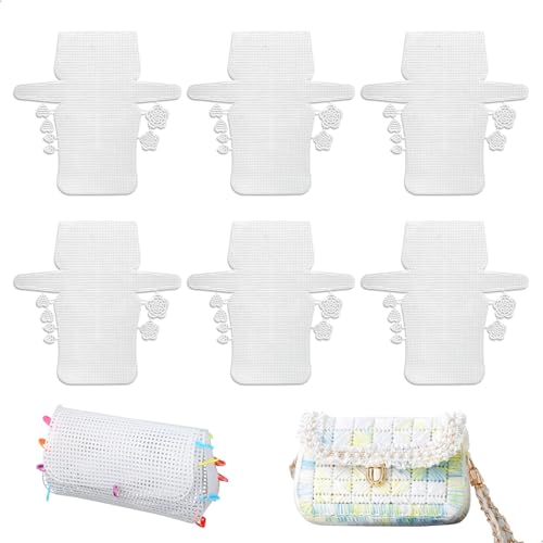letuxaamz Malla Plástico para Bolsas Moldear - DIY Bolsa de Hombro Bordado Cartera Marco Colgar En Fabricación de Bolso Mano Proyectos Ganchillo Hojas Trabajos Así Como Punto Lona (6 Piezas, Blanco)