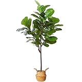 MOSADE Artificial Fiddle Leaf Fig Tree 50" Fake Potted Ficus Lyrata Plant with Handmade Seagrass Bas