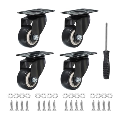 Roulettes pivotantes 360° silencieuses lot de 4 à plaque noire PATIKIL