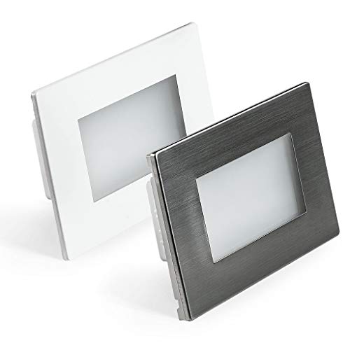 SEGNAPASSO LED 3W IP65 PER SCATOLA 503 CON CORNICE BIANCA INOX 230V CCT 3000K 4000K 6000K