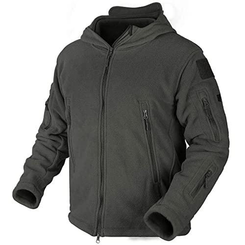 Men Waterproof Lightweight Jackets Autumn Winter Mountain Climbing Hunting Travelling Hoodie Ripstop Fleece Coat,Dary Gray XL