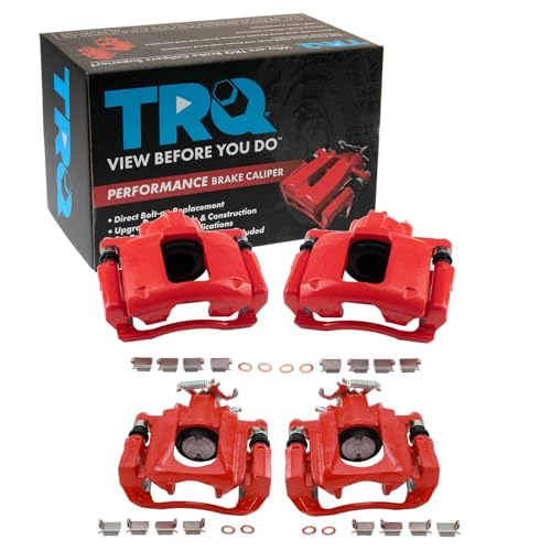 Image of TRQ Performance Front and Rear Brake Caliper Set Coated Brackets Compatible with 2008-2016 Chrysler Town and Country 2008-2016 Dodge Grand Caravan 2012-2015 Ram C V 2009-2014 Volkswagen Routan