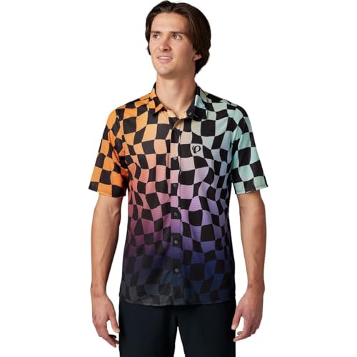 PEARL IZUMI Canyon Tech Snap Short Sleeve - Men's Melon Checkerboard, L