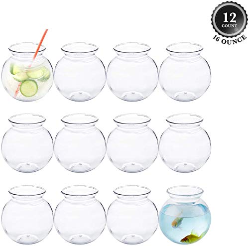 Plastic Fish Bowl 16 oz (12 Count) 4 Inch Fishbowl - Plastic Ivy