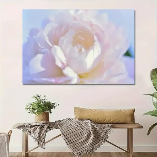 Toile 70 x 100 cm sans cadre pivoines tableau abstrait grand format épuré