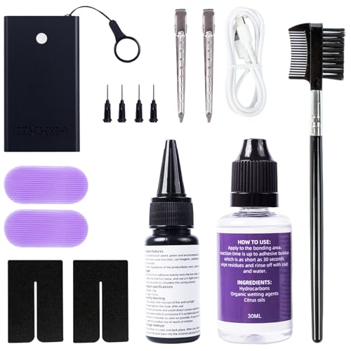 V Light Hair Extensions Kit, V Light Hair Extension Machine*1， V Light Hair Glue *1, Glue Remover *1, V Light Hair Extension Shield * 2, v Light Hair Clip* 2 (Black Machine)