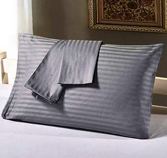 Image of Travel Pillowcase 14x20 500 Thread Count Egyptian Cotton Set of 2 Toddler Pillowcase Zipper Closer 100% Egyptian Cotton (Toddler Travel 14x20 Zipper, Dark Grey Stripe)