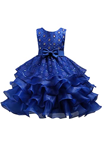 YMING Flower Girl Rhinestone Tulle Dress Formal Pageant Party Princess Dress Wedding Bridesmaid Evening Gown