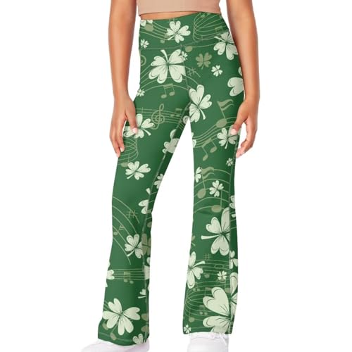 Girls Yoga St. Patrick's Day Leggings Maxi Cute Running Stretch Girls Bell Bottom Pants Riding Bike