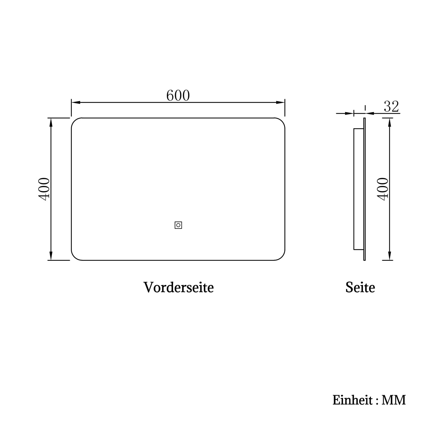 Aica Sanitär Badspiegel mit Beleuchtung 60×40cm Touch Wandschalter Kaltweiß dimmbar Memory-Funktion Badezimmerspiegel Spiegel Energiesparend Lichtspiegel IP44