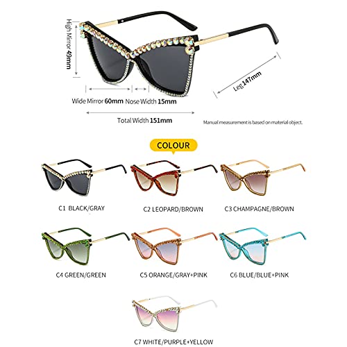 willochra Diamond Cat Eye Sunglasses Women Rhinestone Oversized Sunglasses Men 2021 Eyewear Retro Glasses Vintage UV4004