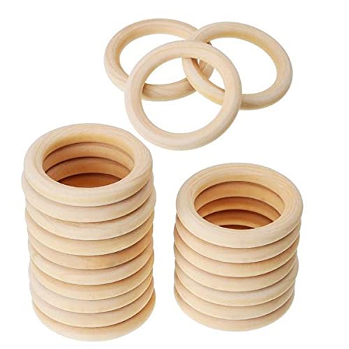 CALANDIS™ 2xHandmade Natural Maple Wooden Teething Rings Wood Baby Teether Rings 45mm | Feeding-image-43
