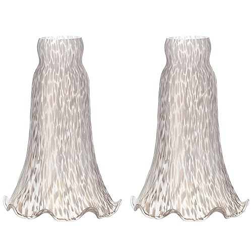 ANYONGLU Lily Lampshade Only 2 Pack White Cloudy Tulip Flower Glass Lamp Shade Replacement Tiffany Style Lily Table Floor Lampshade Replacement