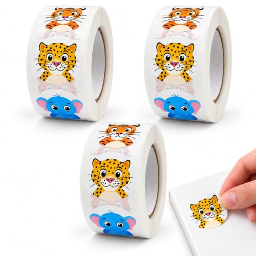 Rollo Pegatinas animales Selva para niños, animal stickers, 3 Unidades