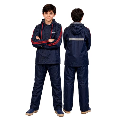 Image of Lifelong Reversible Double Layered Hooded Raincoat with Pants for Kids (Unisex) |Kids Rain Suit |Standard Length Rainwear with Elastic Cuffs | Rainwear for Boys & Girls (Age 14-16 Year, Blue)