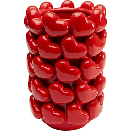 Kare Design Hearts Grand Vase décoratif en Porcelaine émaillée Fait à la Main pour Le Salon Rouge 33 x 21,5 x 21,5 cm (H x l x P)