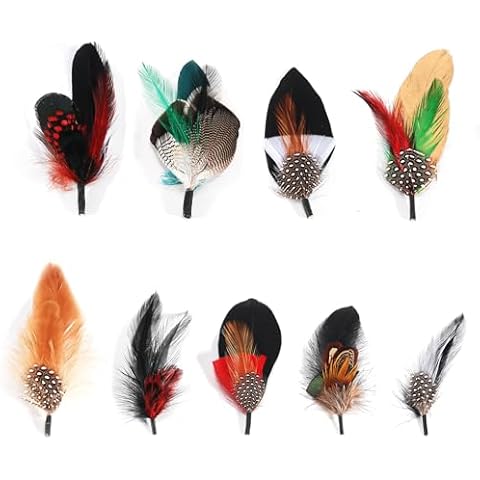 Hat Feathers, 9 Pcs Assorted Natural Feather Packs Accessories for Fedora, Cowboy, Open Road, Borges, Scott, Oktoberfest, Trilby Hats Cover