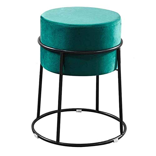 Taburete otomano tapizado redondo verde con medidas de 30x47 cm 2